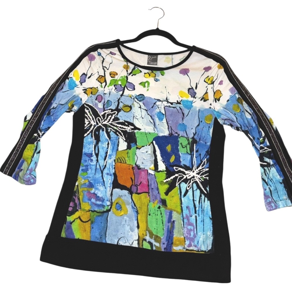 Dolcezza Simply Art Modernist Top‎ Blouse sz SM Excellent! Made in Turkey